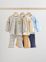 Лонгслив и брюки в комплекте для малышей Next AA6-805, 3 шт., Бежевый, Синий