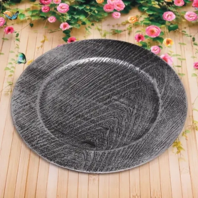 Поднос пластиковый «Эпоха» 33см серебро