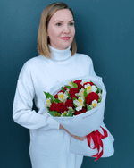 Букет из красной розы и альстромерии(00459)