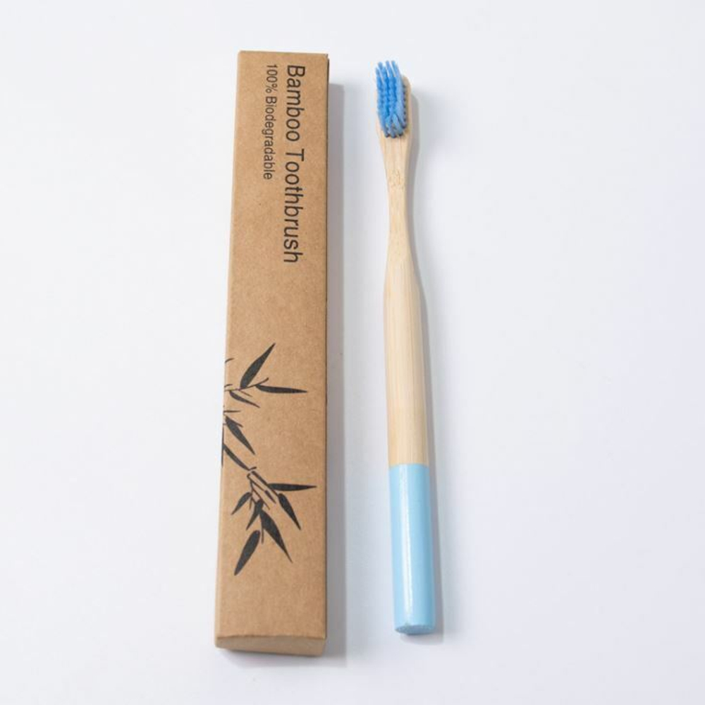 Зубная щетка из бамбука, щетина с угольным напылением,bamboobrush, ​ 1 шт. (средняя жесткость), круглая ручка. цвета в ассортименте.
