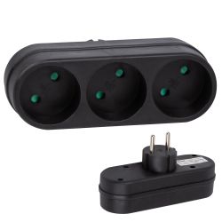 S-ES3-16O BLACK Разветвитель сетевой. б-з. 3 гнезда. 16А. 3500Вт. Черный. ТМ Uniel