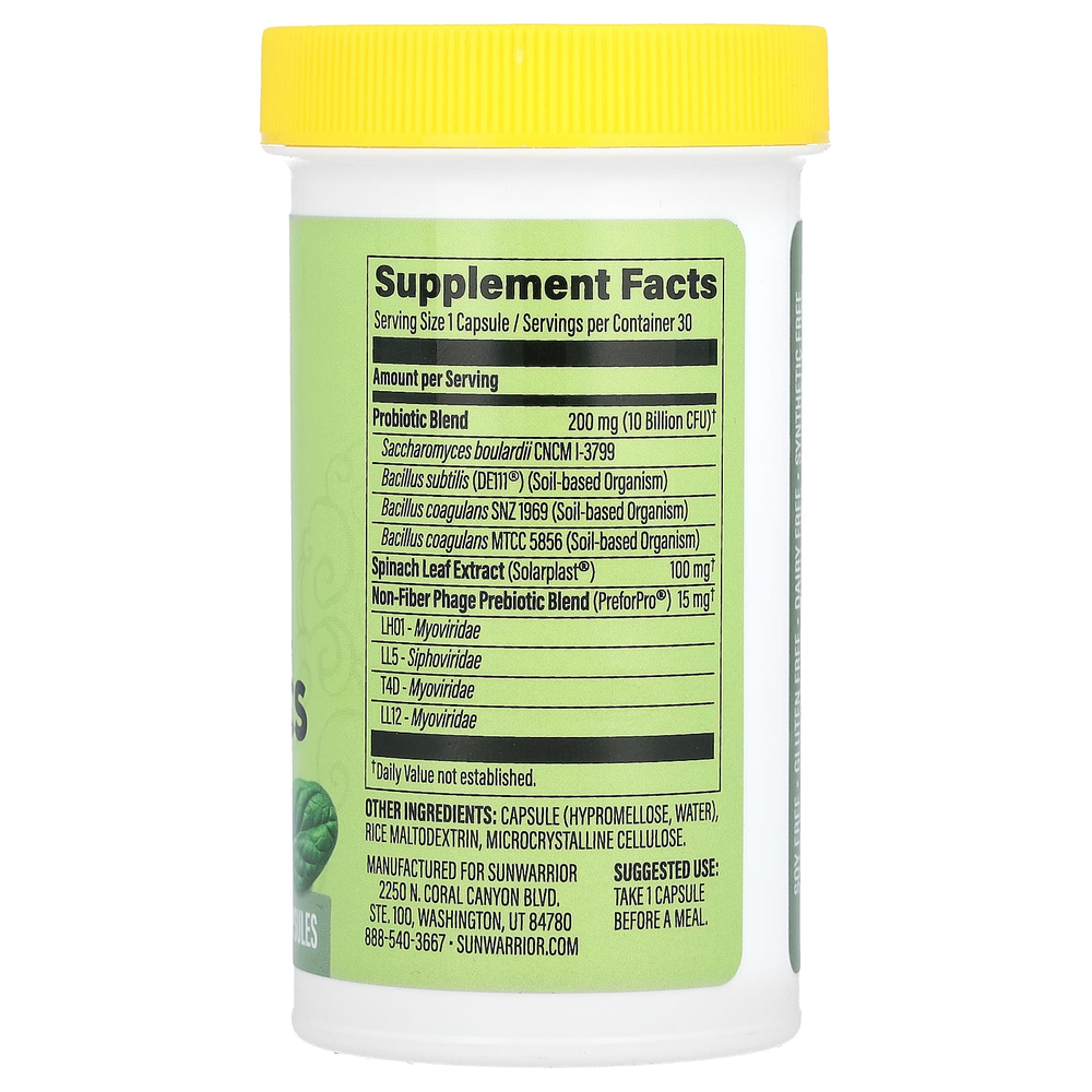 Sunwarrior, пробиотики, 10 млрд КОЕ, 30 веганских капсул