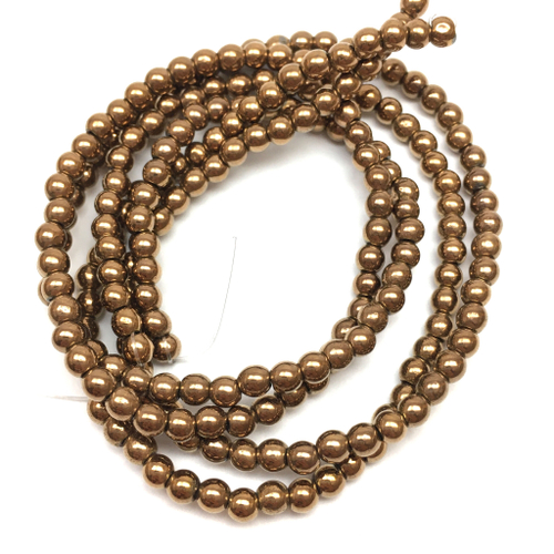 Гематит медь 4 мм, бусины (нить)