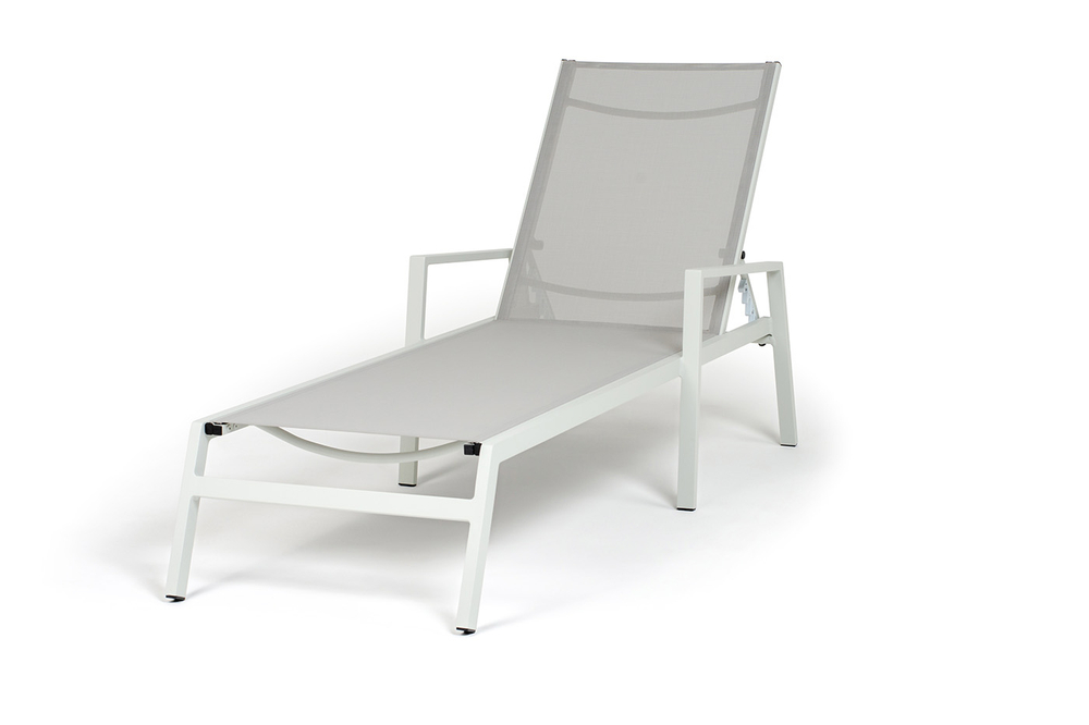 "Парма" шезлонг из алюминия темно-серый (RAL7024) муар, ткань текстилен серая