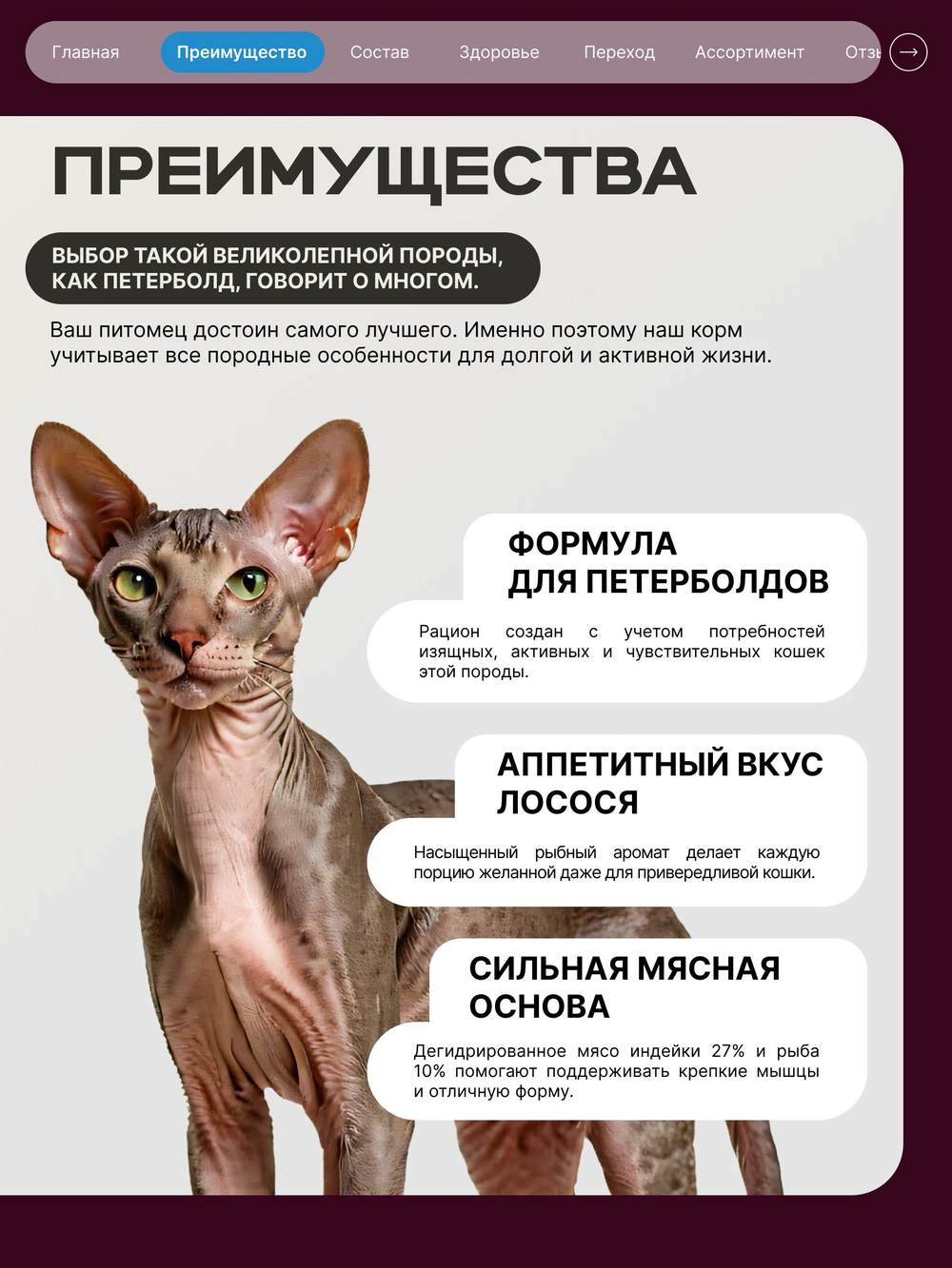 Корм сухой для взрослых кошек породы Петерболд, с лососем, 5 кг, QUATTRO