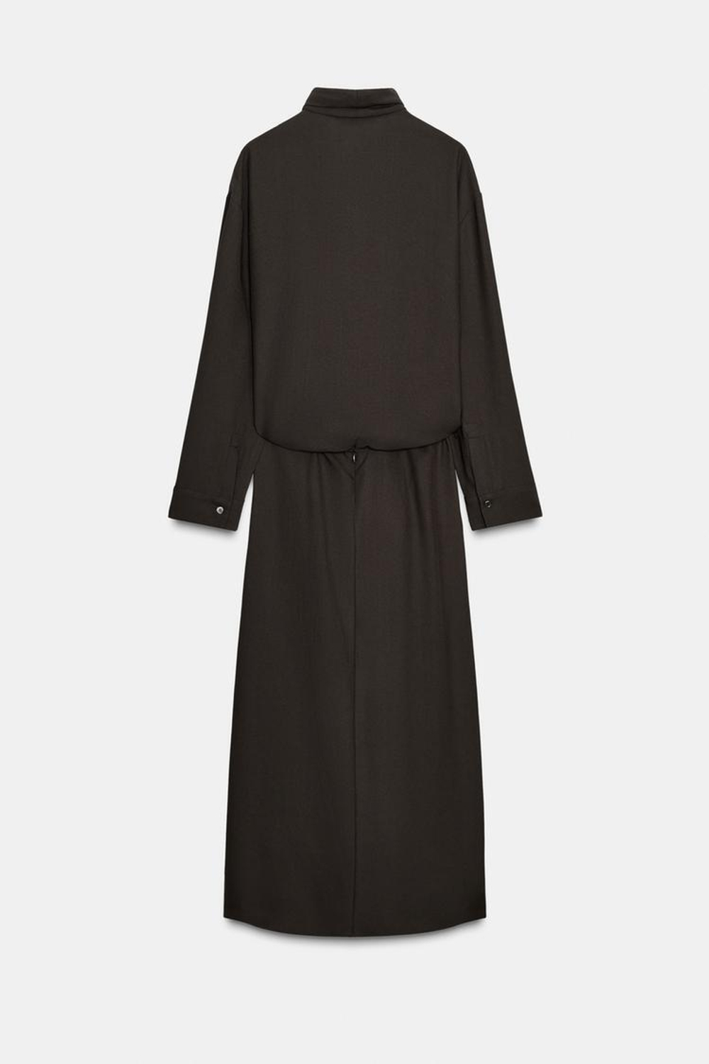 ZARA ПЛАТЬЕ СО СБОРКАМИ — ZW COLLECTION, КОРИЧНЕВЫЙ