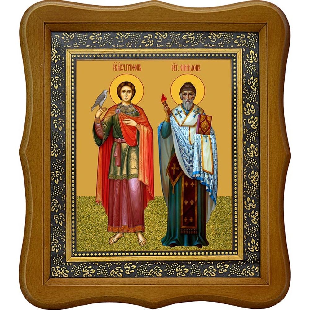 Спиридон Тримифунтский и Трифон Апамейский. Икона на холсте.