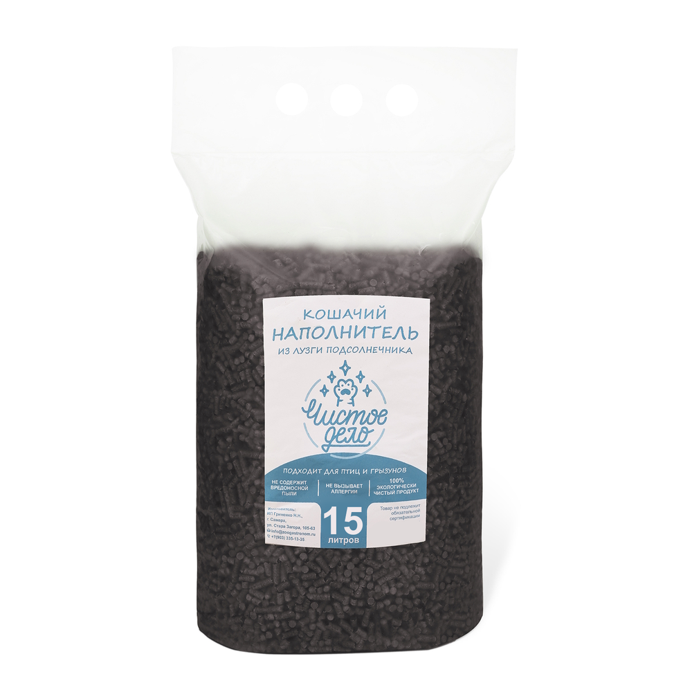 Наполнитель Чистое дело для кошачьего туалета из лузги подсолнечника