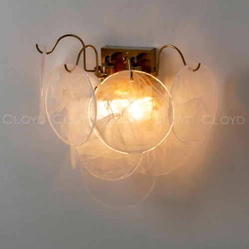 Бра Cloyd LINZE-B W2 / выс. 32 см - латунь - белое стекло (арт.20482)