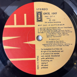 Винтажная виниловая пластинка LP Pussycat Wet Day In September (Индия 1978)
