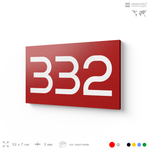 Номер на дверь 332, табличка на дверь для офиса, квартиры, кабинета, аудитории, склада, красная 120х70 мм, Айдентика Технолоджи