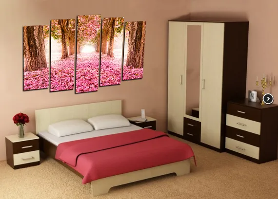 Модульная картина "Розовый сад"