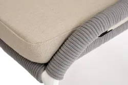 "Милан" стул плетеный из роупа, каркас алюминий белый шагрень, роуп светло-серый круглый, ткань бежевая