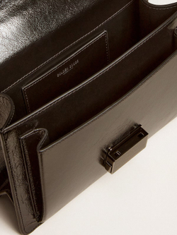 Venezia Bag in black metallic leather with black details