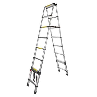 Лестница телескопическая двухсекционная (0.8-2.9+2.9м,9+9ступенек, max нагрузка 150кг, вес 14,0кг) FORCEKRAFT FK-BL-TA290