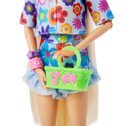 Barbie Extra - модная кукла и домашнее животное + аксессуары № 12 Цветочный набор Светлые волосы HDJ45