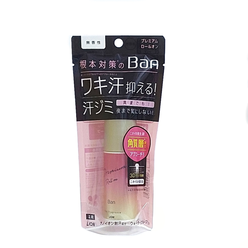 Премиальный дезодорант-антиперспирант роликовый LION Ban Premium Gold Label, нано-ионный, без аромата, 40 мл.