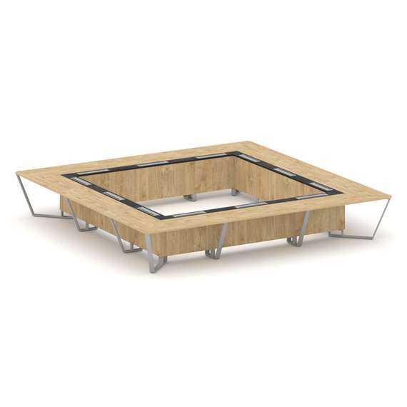 Steel Meet Стол переговорный квадратный KMK-PR.B.SP-24K Тиквуд Светлый/Графит Глянец/Металл Серый 48