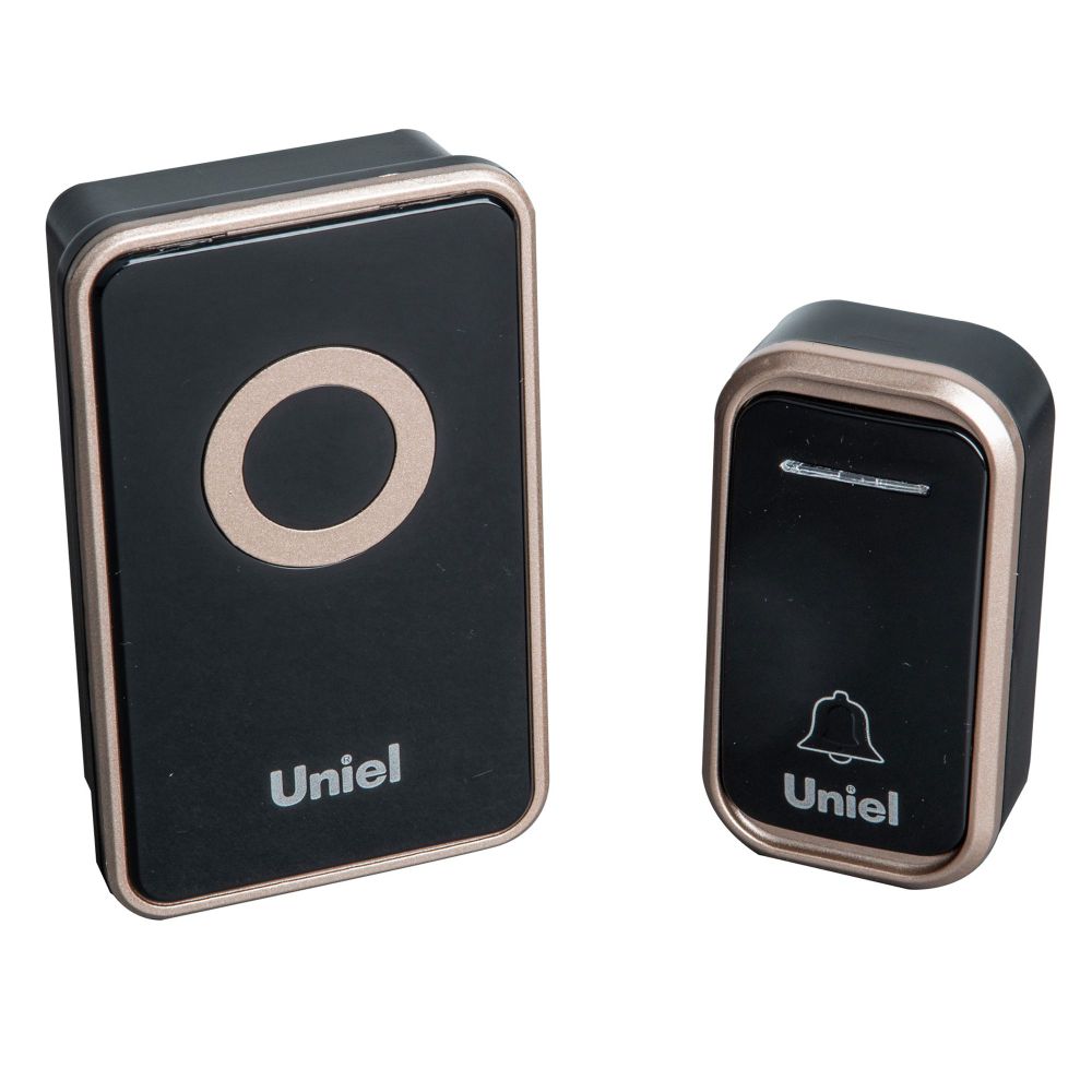 UDB-094W-R1T1-38S-BL-GL Звонок электронный. 220В. Радиус действия 150 м. Черный с золотистым. ТМ Uniel