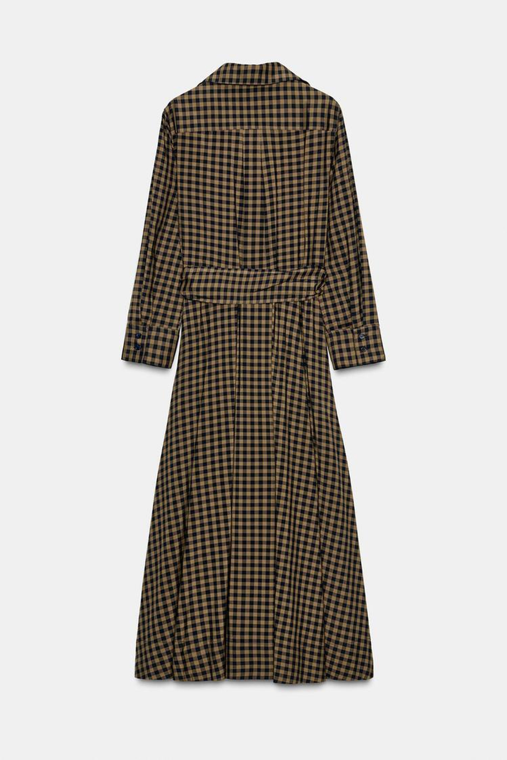 ZARA ПЛАТЬЕ-РУБАШКА В КЛЕТКУ — ZW COLLECTION, КАРАМЕЛЬНЫЙ