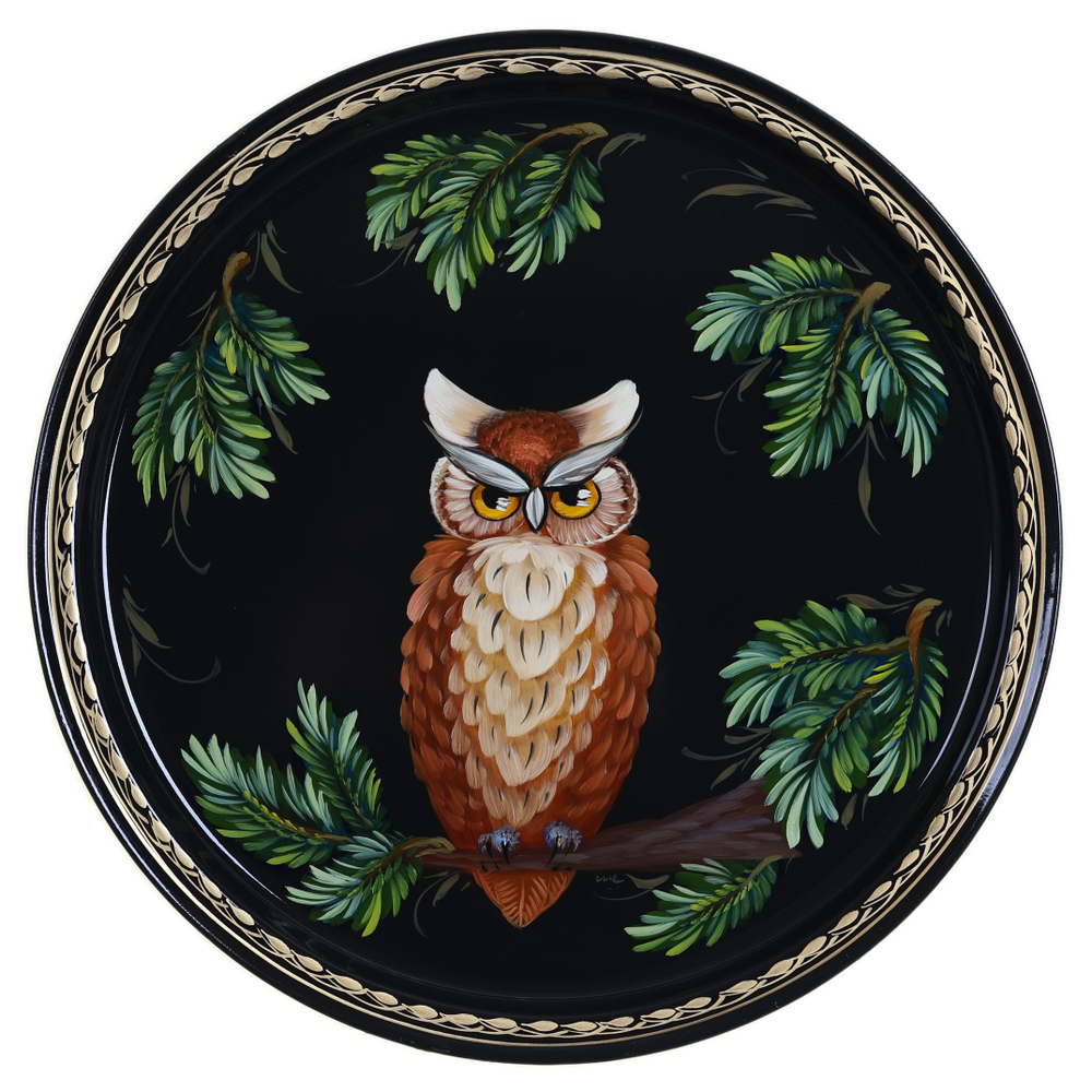 Жостовский поднос декоративный, размер 30 см (A9), металлический