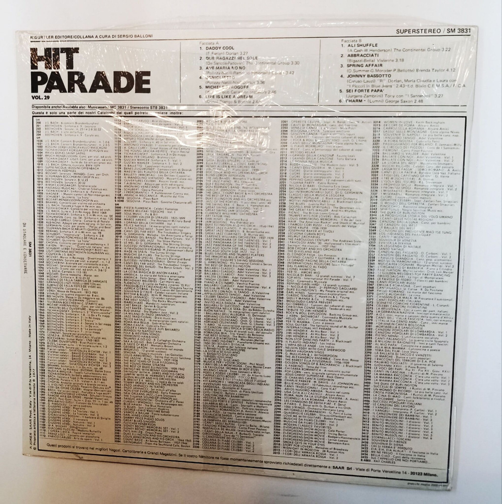 Винтажная виниловая пластинка LP Сборник Hit Parade Vol. 29 (Italy 1977) (Sealed)