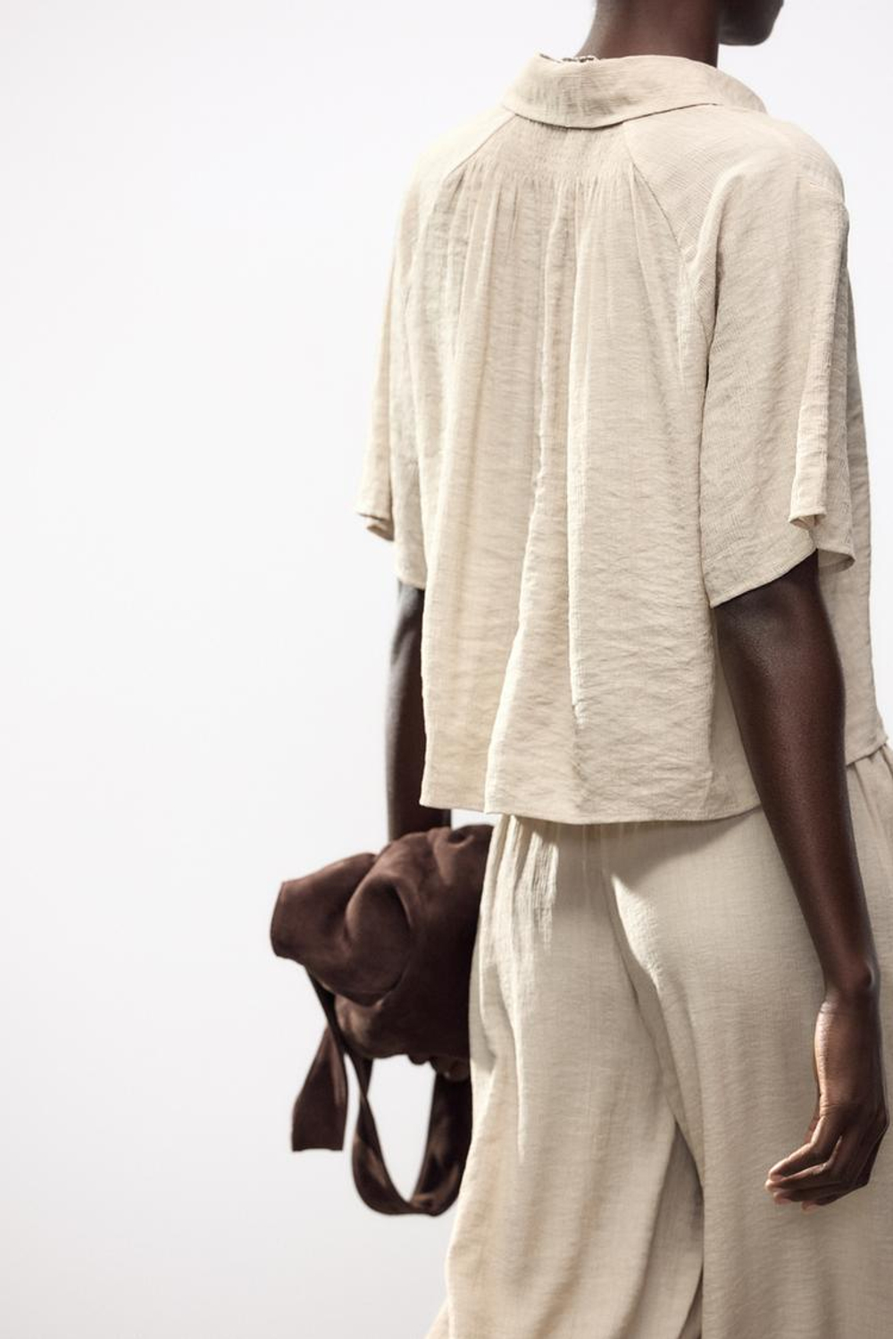 ZARA РУБАШКА С КОРОТКИМИ РУКАВАМИ, ПЕСОЧНЫЙ