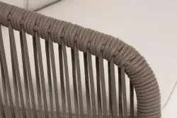 "Канны" правый модуль плетеный из роупа, каркас алюминий коричневый (RAL8016) муар, роуп коричневый круглый, ткань бежевая 035