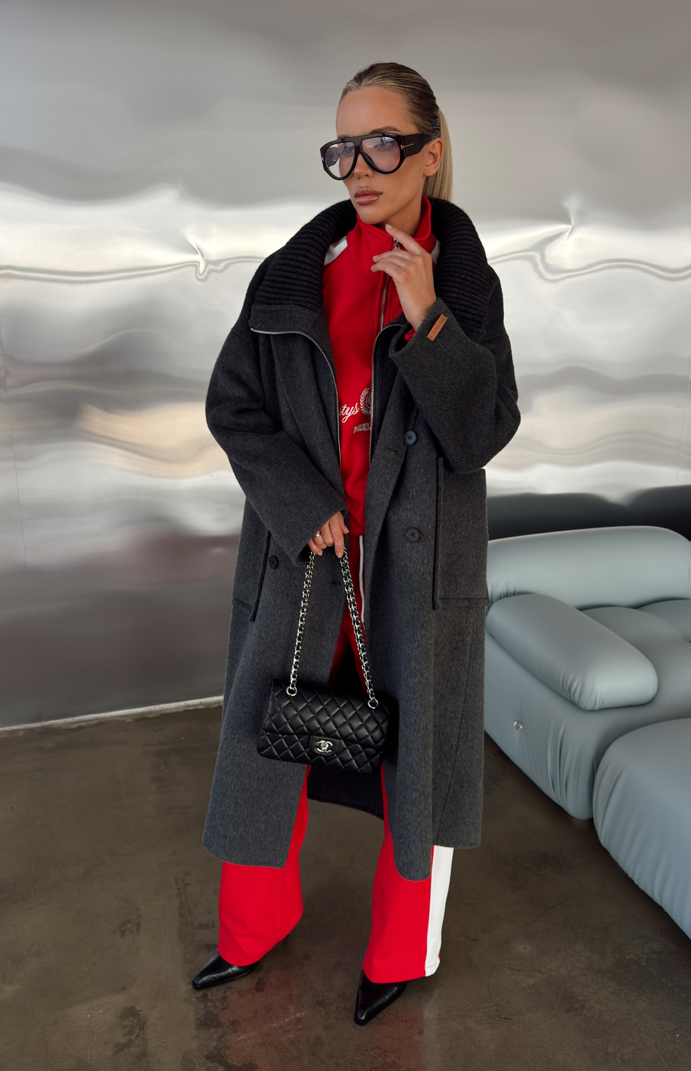 Пальто из шерсти в комплекте с жилетом