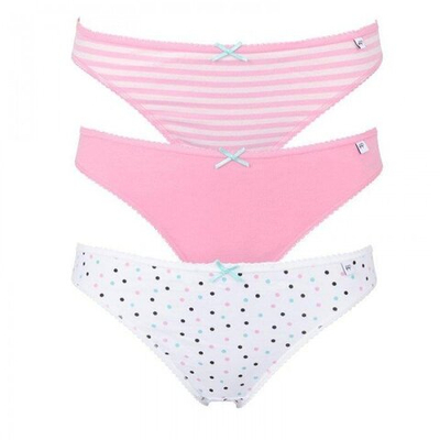 Набор из 3 бело-розовых трусиков-слип Alice (Размер: L) (Цвет: белый с розовым)