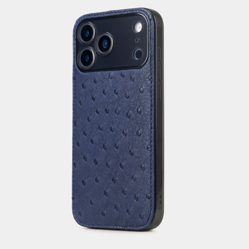 Чехол-накладка для iPhone 17 Pro Max - кожа страуса, синий