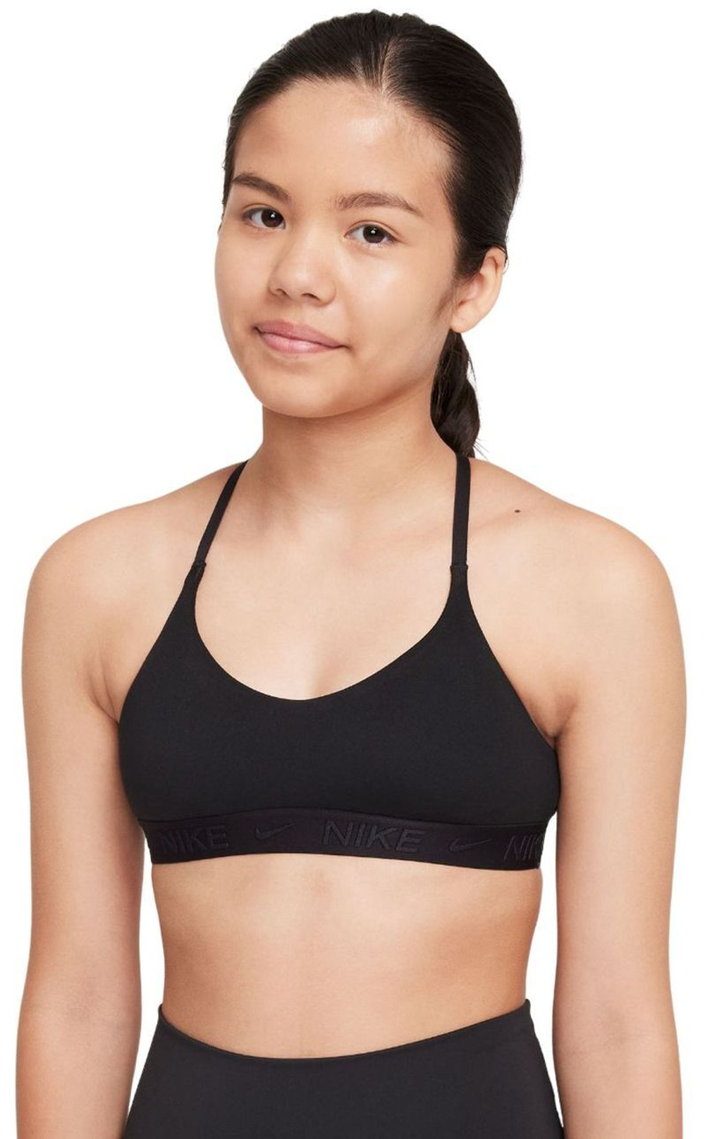 Теннисный бюстгальтер dziewczecy Nike Girls Indy Sports - Black