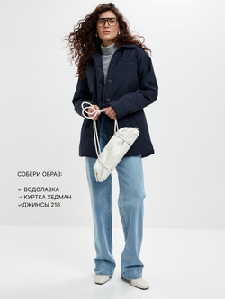 Серая водолазка в рубчик