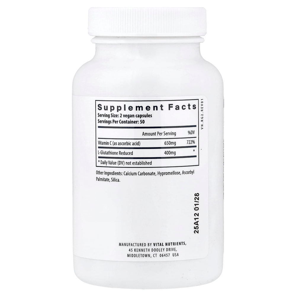 Vital Nutrients, Глутатион`` 100 веганских капсул