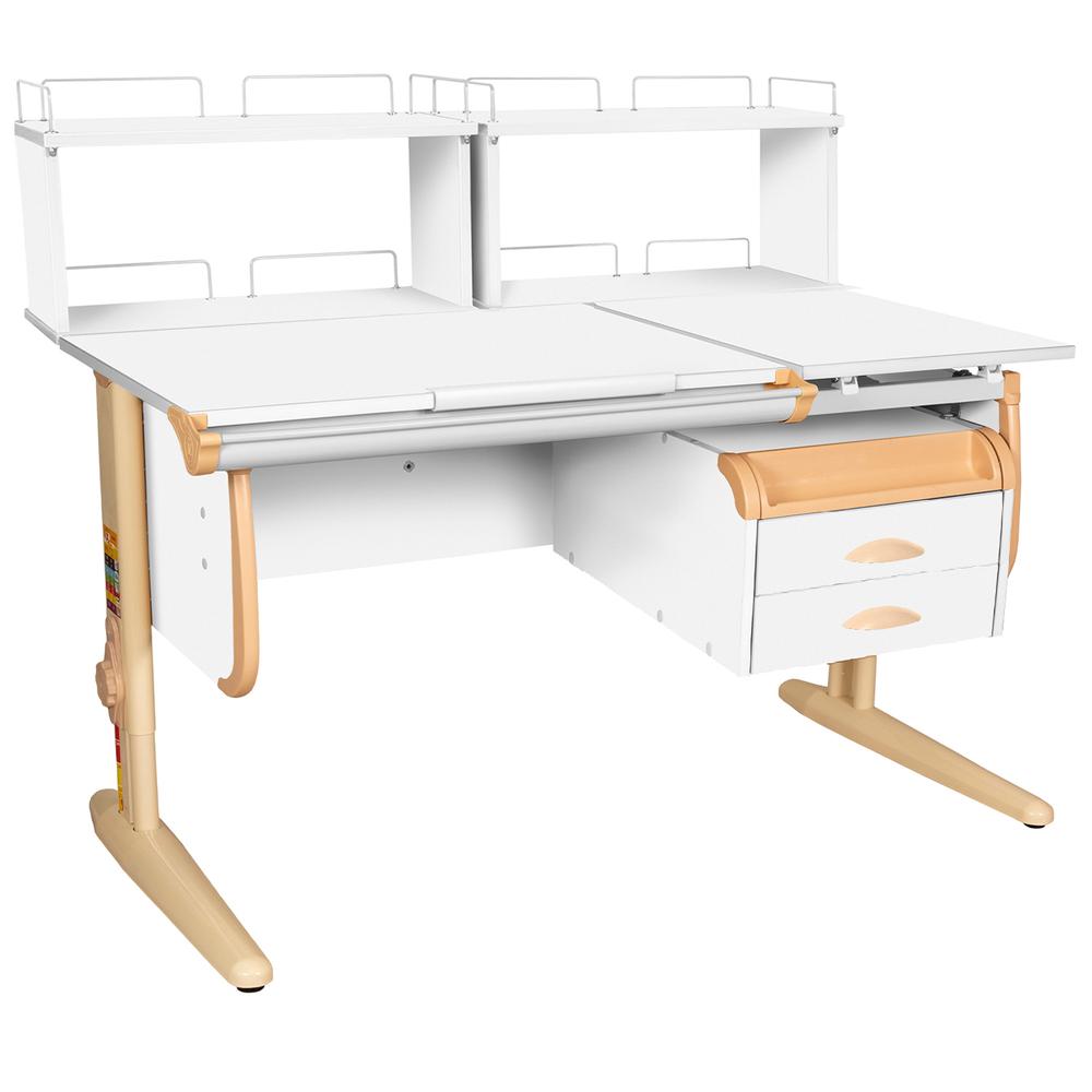 Растущая парта СУТ 25 с задними полками СУТ.15.240 и навесной тумбой (1200×880 мм)