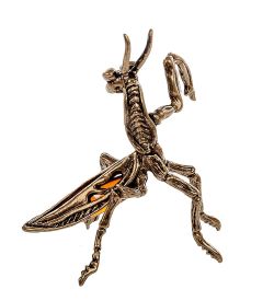 Народные промыслы AM- 219 Фигурка «Богомол» (латунь, янтарь)