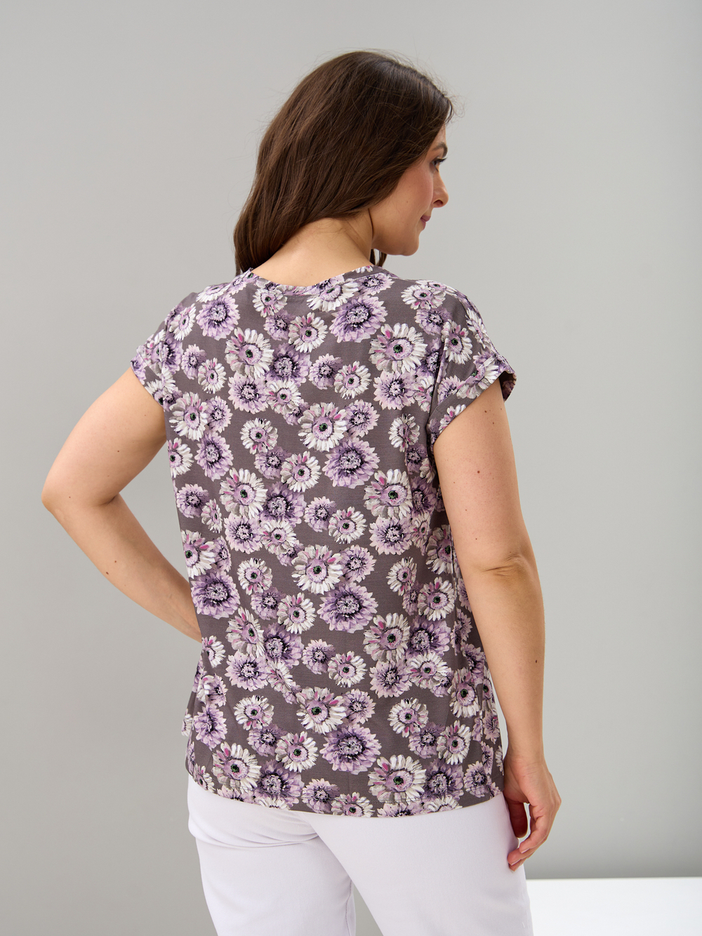 Футболка Фв-104/серый-хризантемафиолетовая