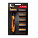 Бритвенный станок многоразовый мужcкой, 3 лезвия, 11 кассет, оранжевый, X-ONE (ИКС-УАН), 700023