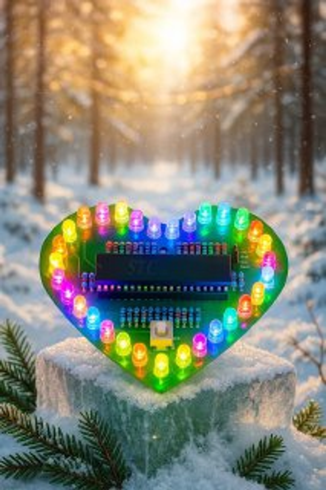 Набор для сборки и пайки (конструктор) "Светодиодное мерцающее RGB сердце"