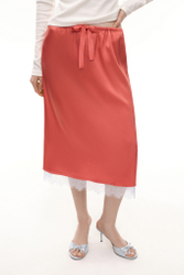 Юбка миди с кружевом (Sunday Skirt), коралловая