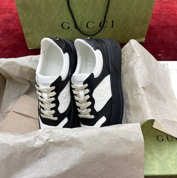 Кроссовки Gucci GG Embossed Sneaker Black White, черный