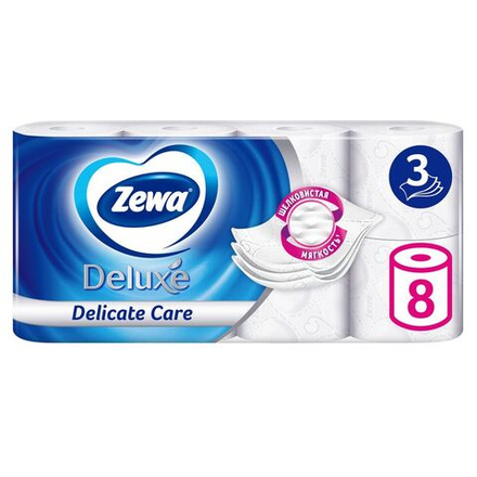 Zewa т/бумага Делюкс Белая 3 сл. 8 шт. *7*189