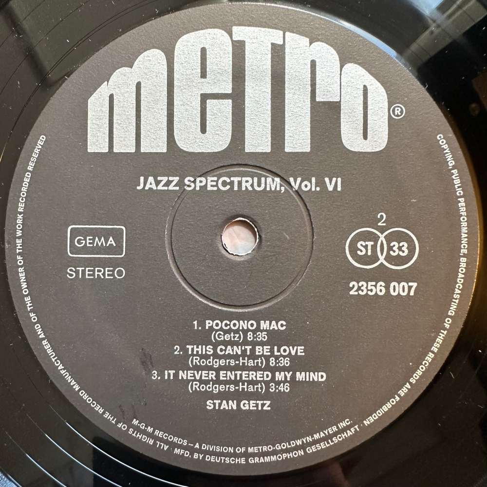 Stan Getz - Jazz Spectrum Vol. 6 (Германия 1973г.)