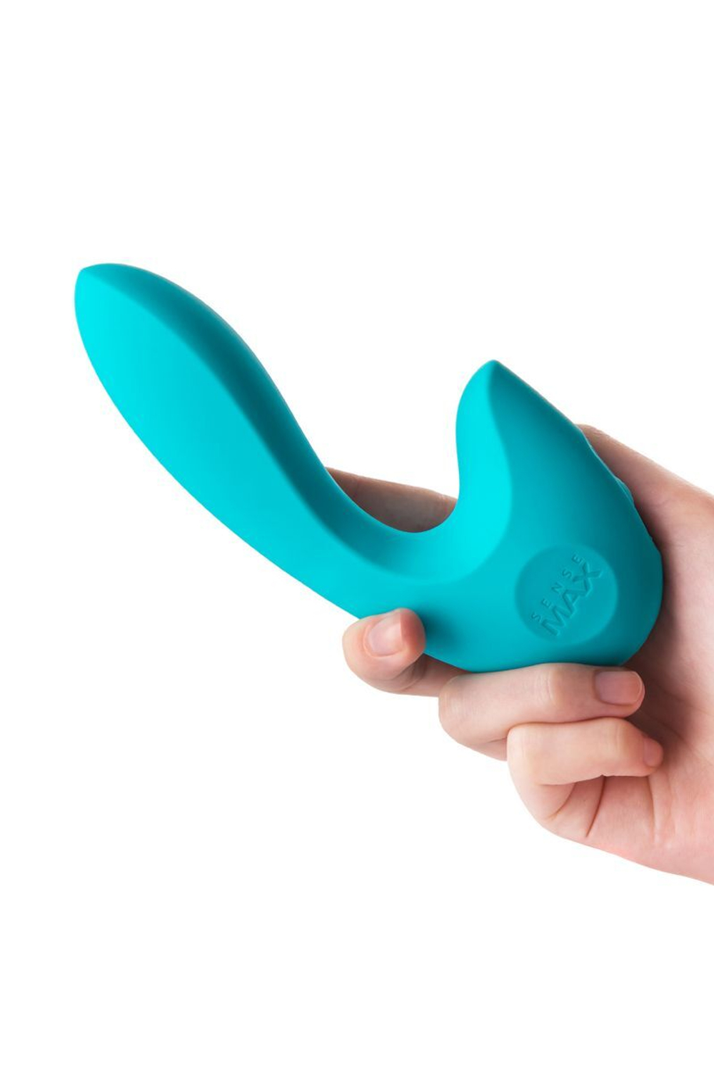 Бирюзовый вибратор Sense Max с клиторальным стимулятором - 16 см. (Цвет: бирюзовый)