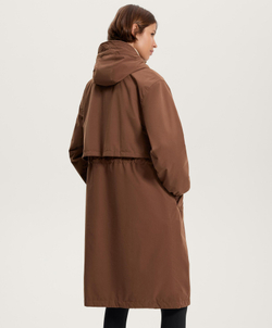 Oysho Водонепроницаемый длинный плащ с подкладкой FELLEX® AEROGEL 10K, коричневый