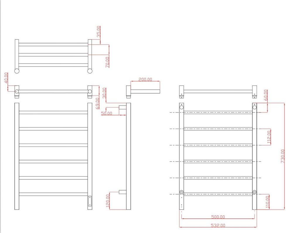 Полотенцесушитель электрический с/т Comfysan Стелла (Stella) EC-7 80/50 с полкой, золото, гальваника