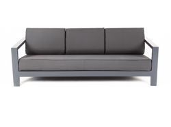 "Гранада" диван 3-местный, каркас алюминий темно-серый (RAL7024) шагрень, ткань темно-серая 027