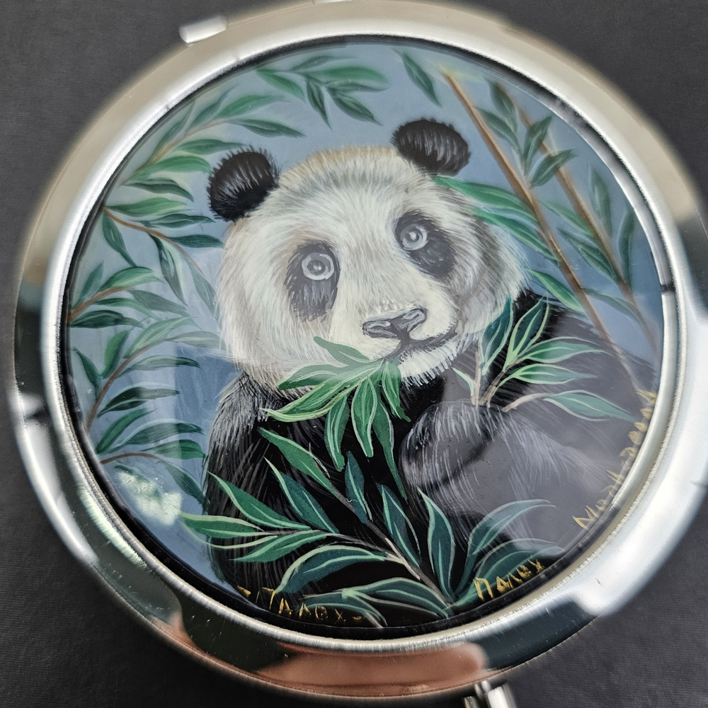 Двустороннее зеркало "Панда" с ручной росписью