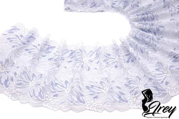 03-236 Кружево эластичное 22 см, голубой/айвори