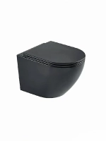 Унитаз подвесной WeltWasser WW MERZBACH 10000014097 с крышкой микролифт, безободковый, смыв торнадо, в комплекте с инсталяцией, черный матовый